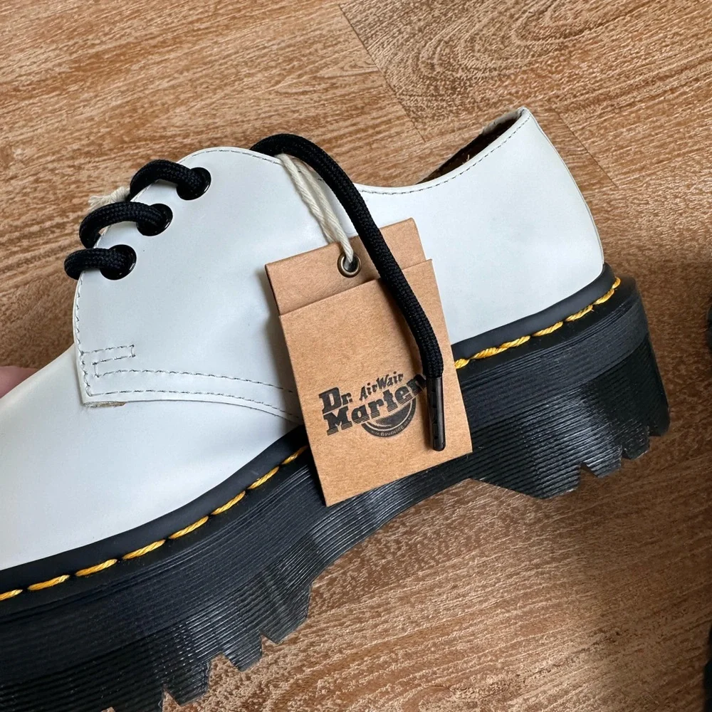NWT Dr. Martens1461 Quad Smooth Leather Platform Oxford Shoe In White 7